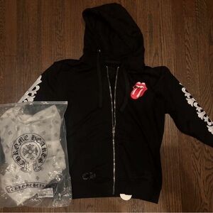 Chrome Hearts Black Hoodie with Red and White Details